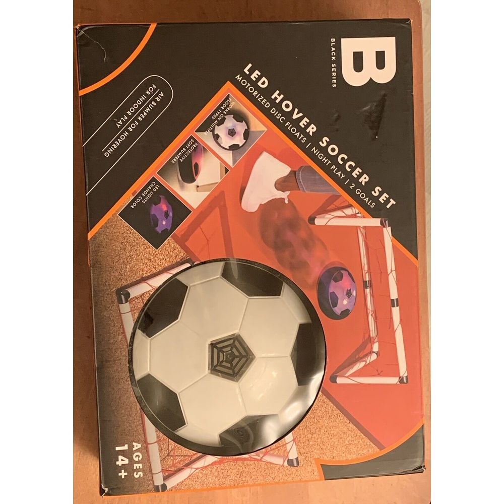 Black Series LED Hover‎ Indoor Soccer Game Set w/2 Goals Brand New. Play In Dark